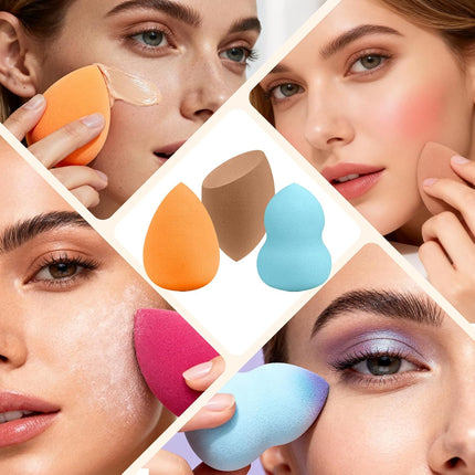 15PCS Multicolor Makeup Sponge Set, Latex-Free Wet/Dry Foundation Blending Sponges