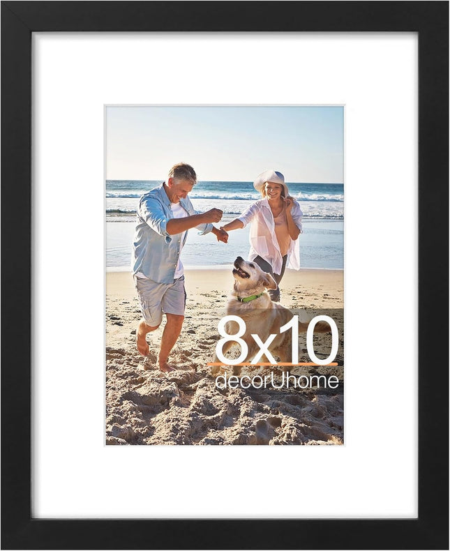 Black 8x10 Photo Frame – Wall or Tabletop, Fits 5x7 with Mat, 1 Pack