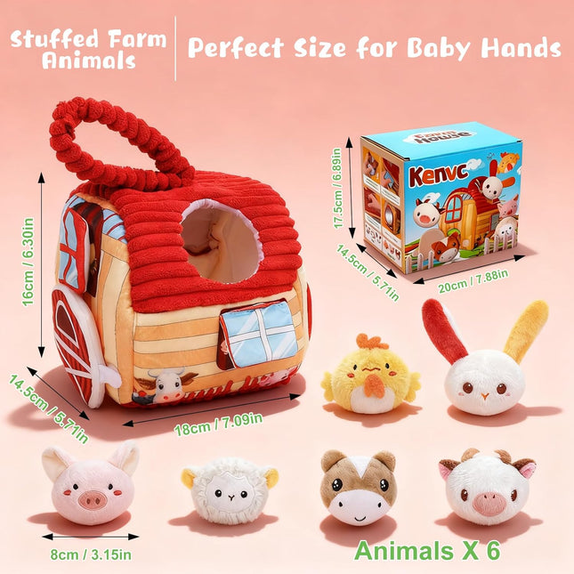 Baby Barn Animal Toys – Plush Farm Animals with Sounds & Mirror, 6–12 Months