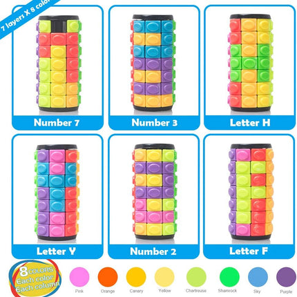 Rotate & Slide Puzzle Fidget Toy 8 Color Brain Teaser for Kids & Adults