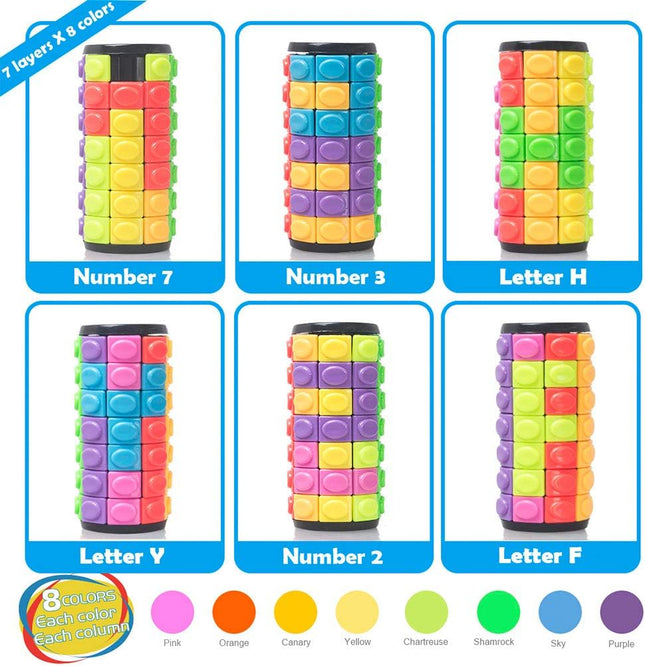 Rotate & Slide Puzzle Fidget Toy 8 Color Brain Teaser for Kids & Adults