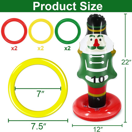 3-Pack Large Inflatable Christmas Nutcrackers, Ring Toss Party Games for Kids & Families