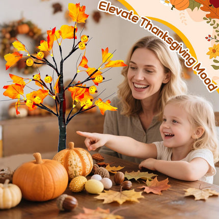 LED Pumpkin Maple Tree 22" Lighted Fall Thanksgiving Halloween Indoor Decoration