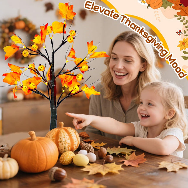 LED Pumpkin Maple Tree 22" Lighted Fall Thanksgiving Halloween Indoor Decoration