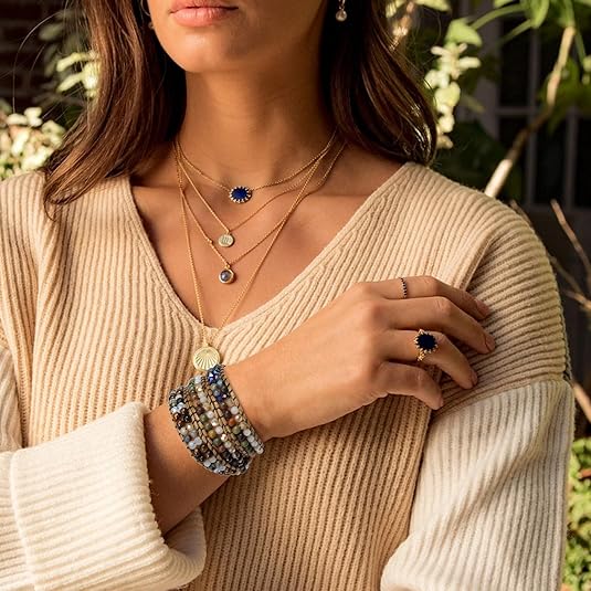 Boho Beaded Bracelets for Women – Handmade Adjustable Crystal & Natural Stone Wrap Jewelry