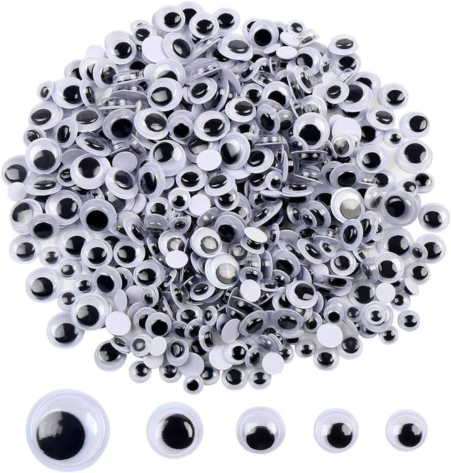 500 Pcs Black Googly Eyes with Self-Adhesive, 6–12mm Wiggle Eyes for DIY Crafts