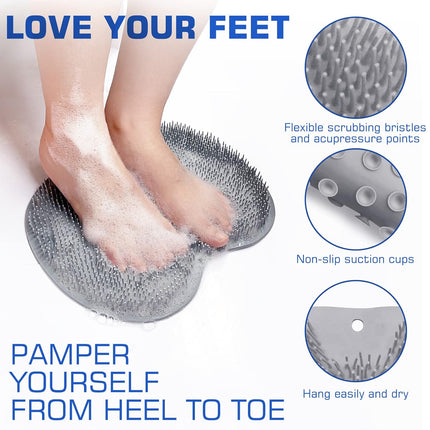Shower Foot Scrubber Mat – Wall Mounted, Exfoliating, Suction Cups