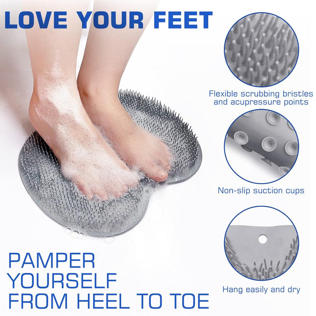 Shower Foot Scrubber Mat – Wall Mounted, Exfoliating, Suction Cups