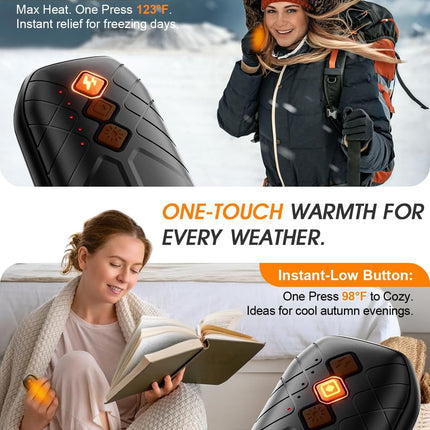 2-Pack AI Hand Warmers – 6000mAh Rechargeable Pocket Heater with LED