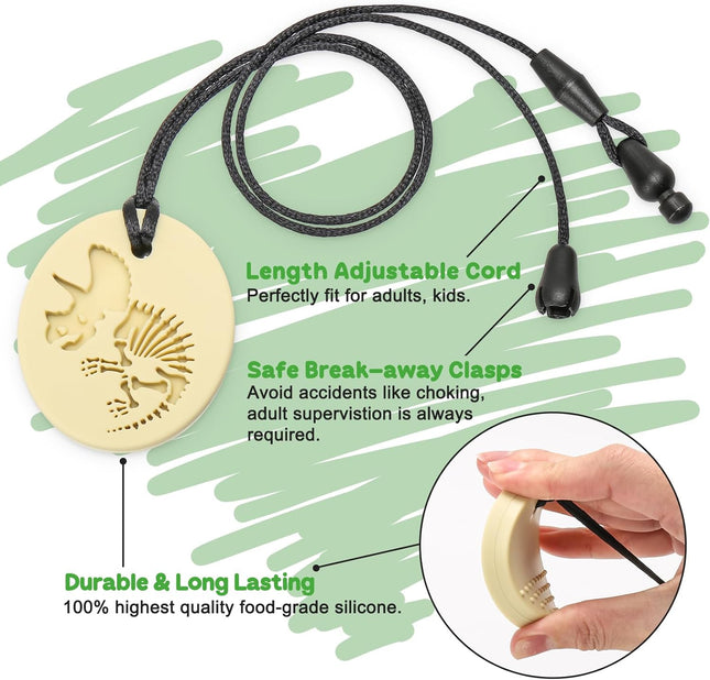 Dinosaur Sensory Chew Necklace – Silicone Chewelry for Autism & ADHD