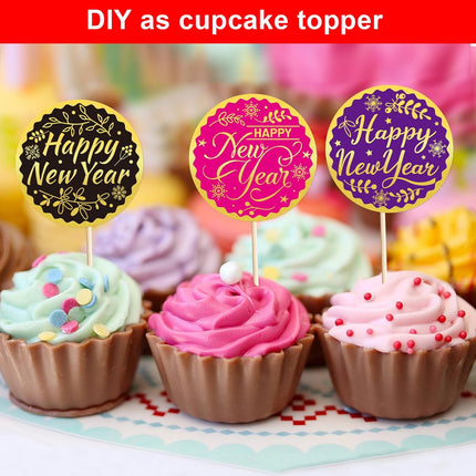 120-Piece New Year Sticker Labels – Gold Foil Round Seals for Invitations