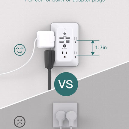 Surge Protector Power Strip, 5 Outlets + 4 USB Ports, Night Light for Home/Office
