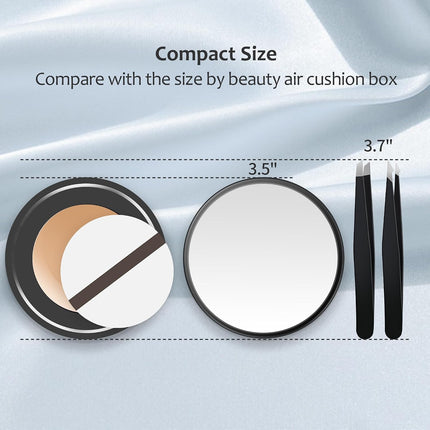 40X Magnifying Makeup Mirror, 3.5" Compact Suction Cup Mirror with Tweezers
