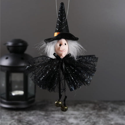 4-Piece Halloween Hanging Ornaments, Pumpkin Ghost Witch Black Cat Party Decor