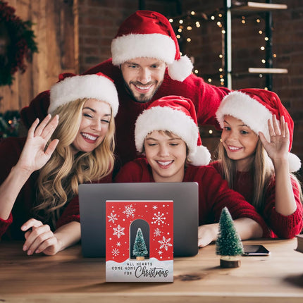 Christmas Tabletop Sign – Double-Sided Wood Decor with Mini Xmas Tree Display