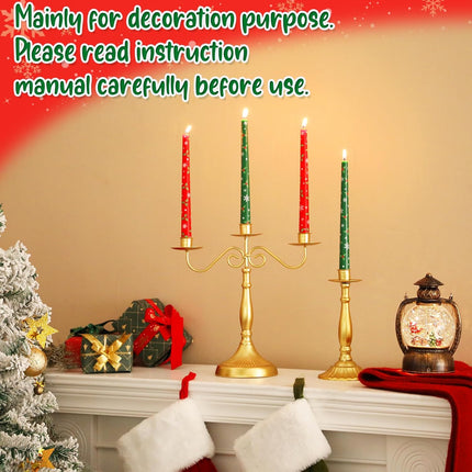 4PCS Christmas Candlesticks 10" – Unscented Table Decoration for Holidays