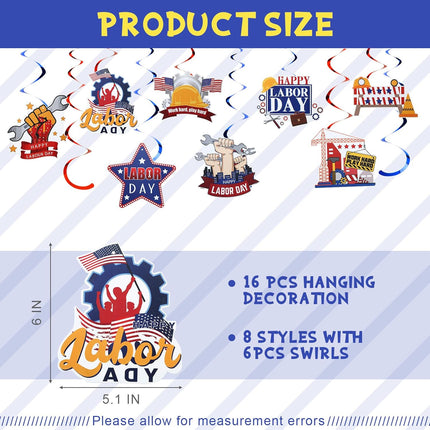 48 Pcs Happy Labor Day Decorations Set Banner Honeycomb Centerpieces