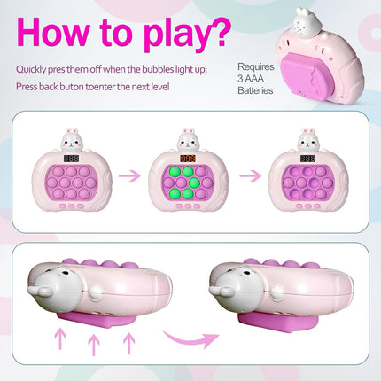 Fast Push Pop Game – Light-Up Handheld Fidget Toy for Kids 3–12 (Rabbit)