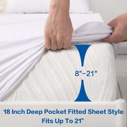 Queen Waterproof Mattress Protector – 4D Air Cooling, 300GSM, White