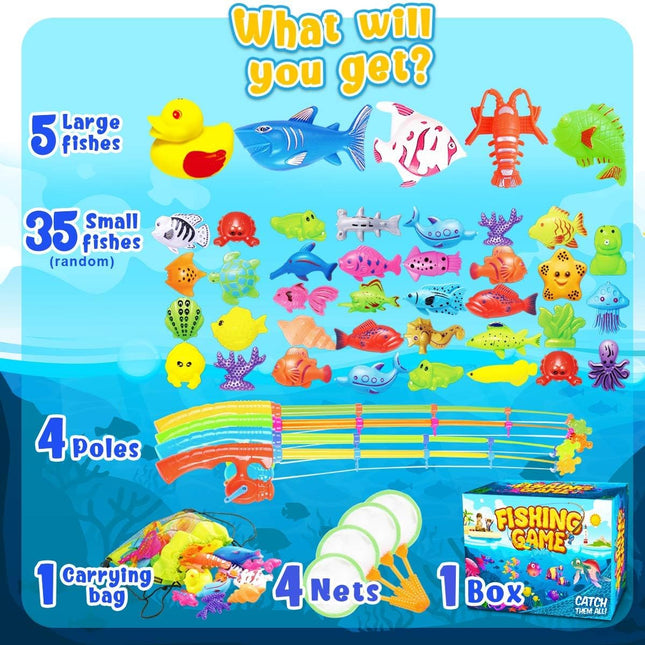 Large Magnetic Fish Catch Game with Rod Net for Pool Bath Water Table Kids