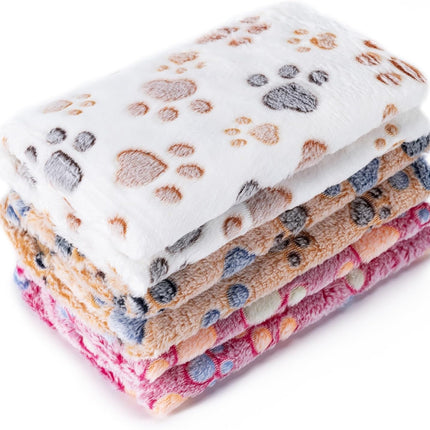 1-Pack 3 Super Soft Fleece Pet Blankets – Paw Print Throw for Dogs & Cats