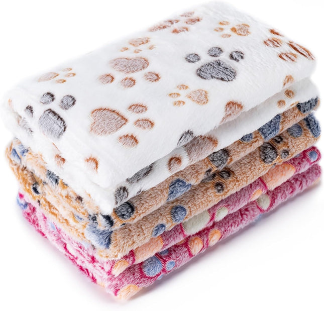 1-Pack 3 Super Soft Fleece Pet Blankets – Paw Print Throw for Dogs & Cats