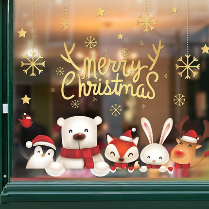 Christmas Wall Decals – Snowflakes, Snowman & Gold Xmas Quote Stickers