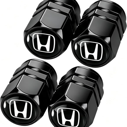 4 Pack Black Aluminum Tire Valve Stem Caps for Honda Car Wheels Dustproof Covers
