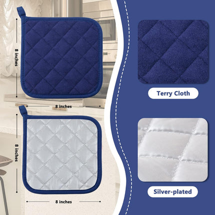 5 Pack Dark Blue Pot Holders Heat Resistant Hot Pads Trivet Kitchen Baking