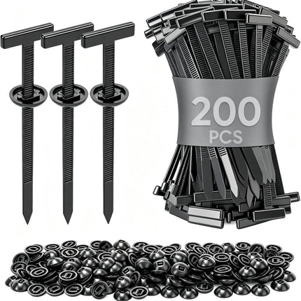 200PCS T-Head Cable Tie Buckle, PA66 Push Pin Clips for Fender, Bumper & Trunk