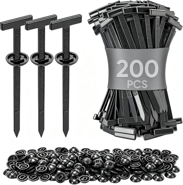 200PCS T-Head Cable Tie Buckle, PA66 Push Pin Clips for Fender, Bumper & Trunk