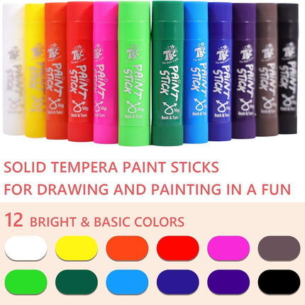 12 Washable Paint Sticks – Non-Toxic Tempera Colors for Kids & Students