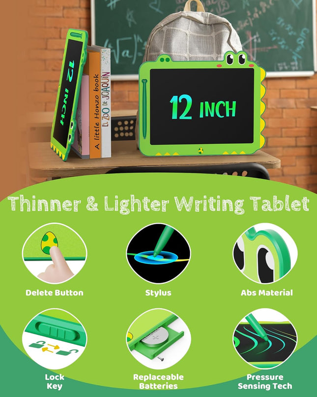 LCD Writing Tablet for Kids – 12” Colorful Doodle & Drawing Board