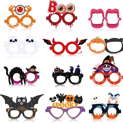 12-Piece Halloween Paper Glasses, Party Favors, Costume Accessories & Photo Props