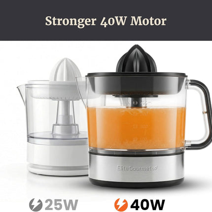 Compact 40W Citrus Juicer – BPA-Free, Pulp Control, Easy Pour, 24oz, Black/SS