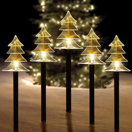 5 PCS Solar LED Christmas Lights Outdoor Pathway Decor for Lawn & Patio