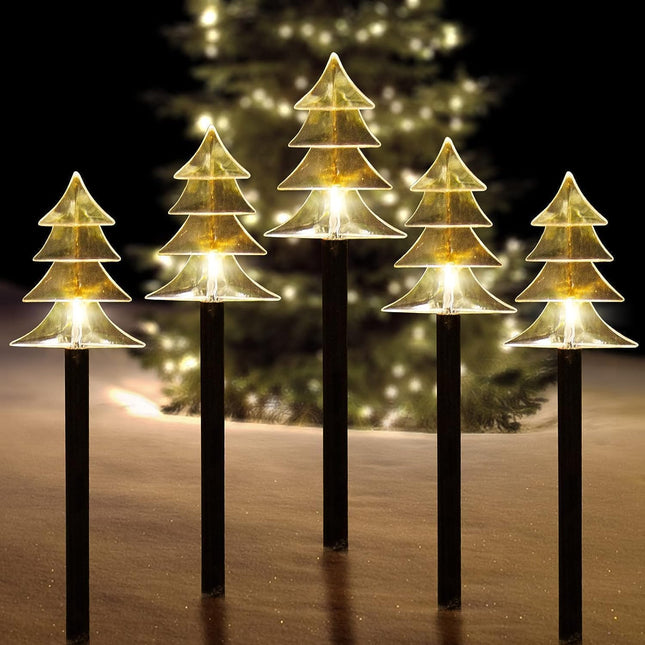 5 PCS Solar LED Christmas Lights Outdoor Pathway Decor for Lawn & Patio