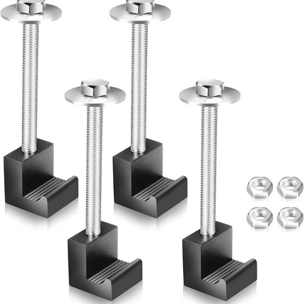 Universal Truck Tool Box Mounting Kit with J-Hooks Fastening Nuts Black