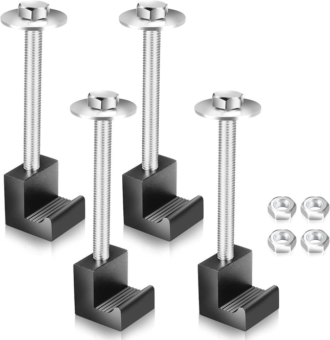 Universal Truck Tool Box Mounting Kit with J-Hooks Fastening Nuts Black