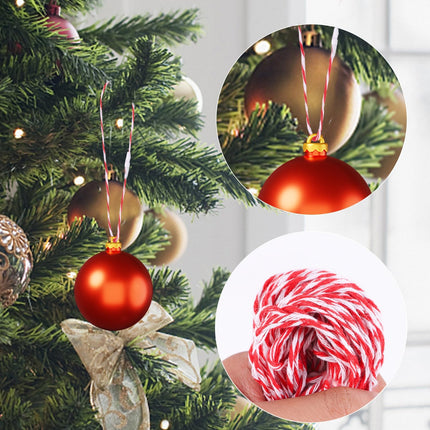 300PCS Red and White Christmas Ornament Ribbon Hangers with Snap Fasteners