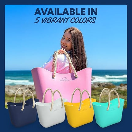 Extra Large Waterproof EVA Rubber Beach Bag Tote with Rope Handles for Beach & Travel