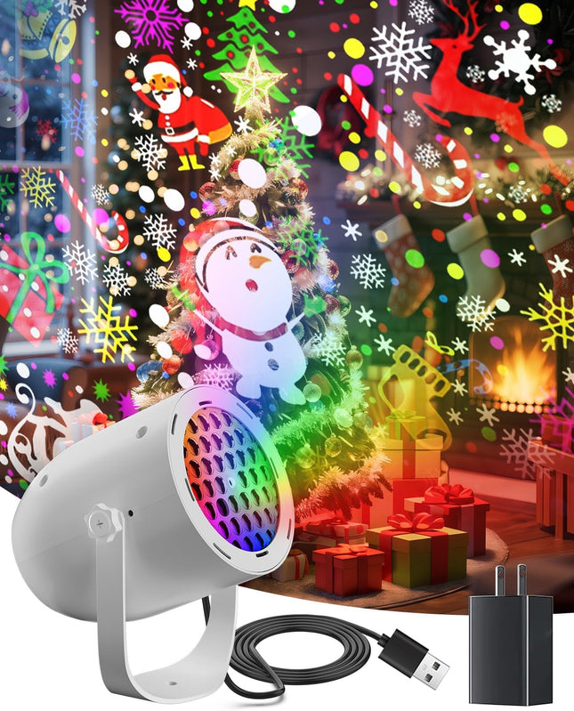 Christmas Projector Lights, White LED Snowflake Lamp for Holiday Party Decor