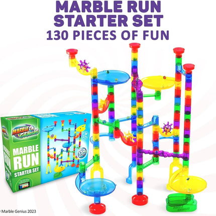 Kids Marble Run Building Set 130 Translucent Tracks STEM Maze Toy Ages 4-8