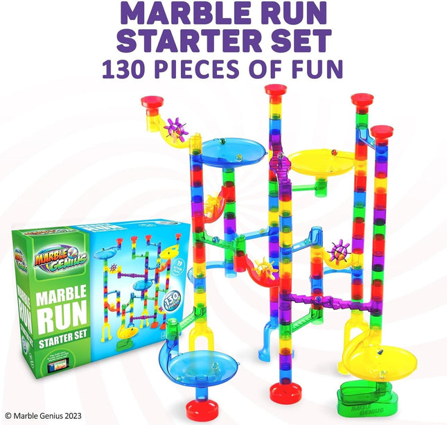 Kids Marble Run Building Set 130 Translucent Tracks STEM Maze Toy Ages 4-8