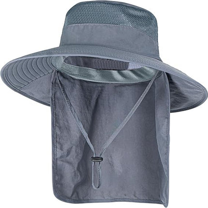 Men Women UPF 50+ Wide Brim Sun Hat Fishing Safari Hat with Neck Flap UV