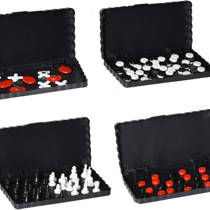 Travel Board Game Set 4 Pack Classic Magnetic Games with Pieces for Kids