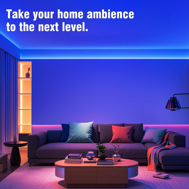 100ft LED Light Strips – RGB, Music Sync, App & IR Remote Control for Bedroom Decor
