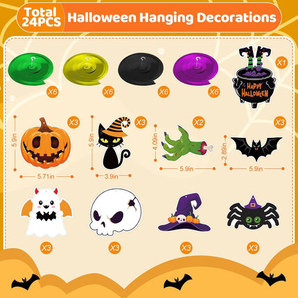 24-Piece Halloween Hanging Decorations, Spooky Ceiling Swirls & Cutouts Party Decor