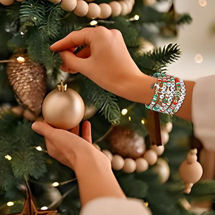 6 Pack Festive Christmas Bracelets Candy-Inspired Stacks for Women & Teens