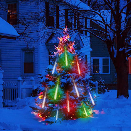 Christmas Outdoor Meteor Shower Lights, 12-Inch 8-Tube Falling Rain Icicle Snowfall Lights